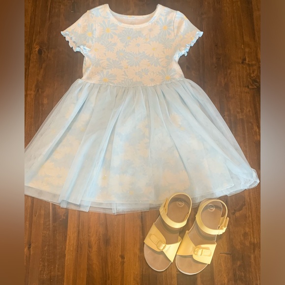 🌟EUC Toddler🌼Daisy Print/Light Blue Tulle Dress Sz 4T - Picture 8 of 12